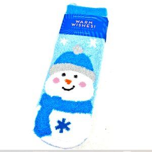Bath & Body Works Snowman Blue Shea Socks Non Slip Warm Wishes Holiday Christmas